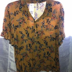 Yellow floral blouse